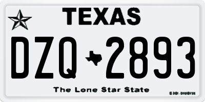 TX license plate DZQ2893