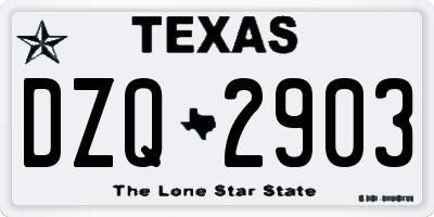 TX license plate DZQ2903