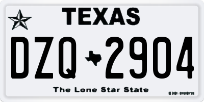 TX license plate DZQ2904