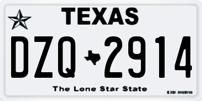 TX license plate DZQ2914