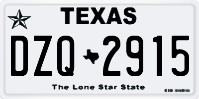 TX license plate DZQ2915