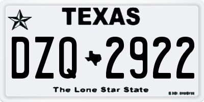 TX license plate DZQ2922