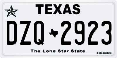 TX license plate DZQ2923