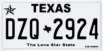 TX license plate DZQ2924