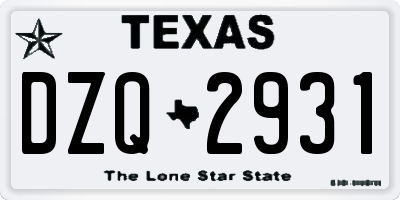 TX license plate DZQ2931