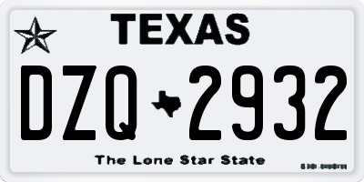 TX license plate DZQ2932