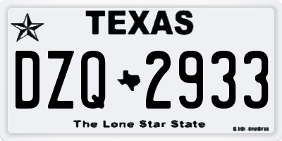 TX license plate DZQ2933