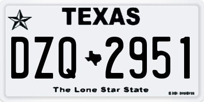 TX license plate DZQ2951