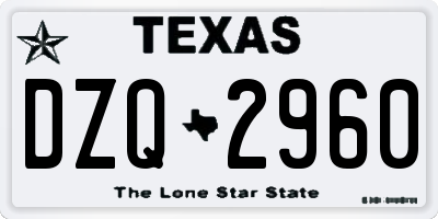TX license plate DZQ2960