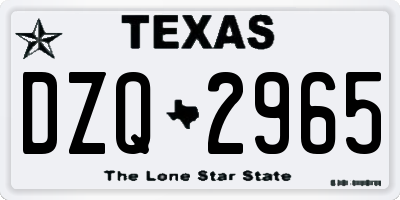 TX license plate DZQ2965