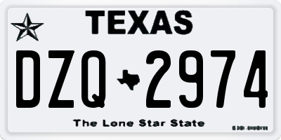 TX license plate DZQ2974