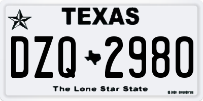 TX license plate DZQ2980