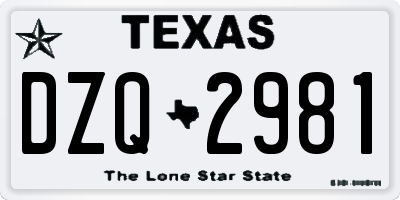 TX license plate DZQ2981