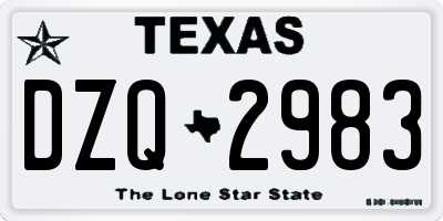TX license plate DZQ2983