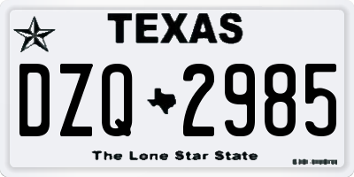 TX license plate DZQ2985
