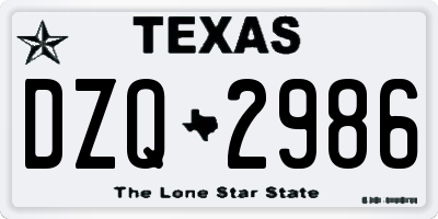 TX license plate DZQ2986