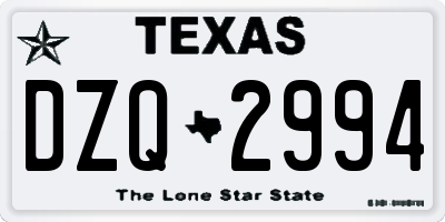 TX license plate DZQ2994