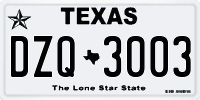 TX license plate DZQ3003