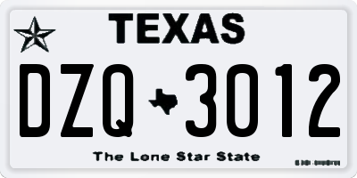 TX license plate DZQ3012