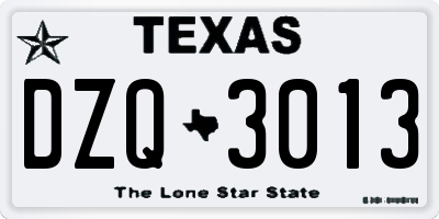 TX license plate DZQ3013