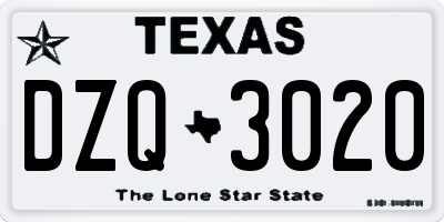 TX license plate DZQ3020