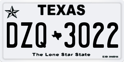 TX license plate DZQ3022