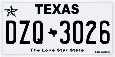 TX license plate DZQ3026