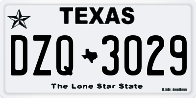 TX license plate DZQ3029