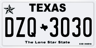 TX license plate DZQ3030
