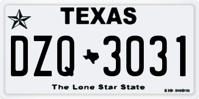 TX license plate DZQ3031