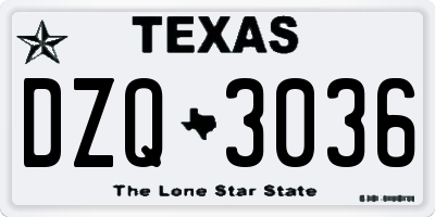 TX license plate DZQ3036