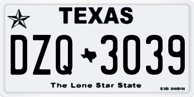 TX license plate DZQ3039