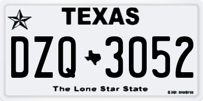 TX license plate DZQ3052