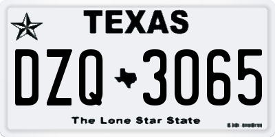 TX license plate DZQ3065