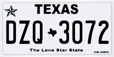 TX license plate DZQ3072