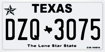 TX license plate DZQ3075