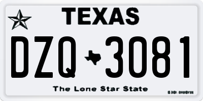 TX license plate DZQ3081
