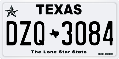 TX license plate DZQ3084
