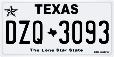 TX license plate DZQ3093