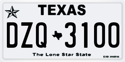 TX license plate DZQ3100