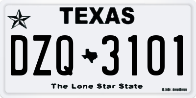 TX license plate DZQ3101
