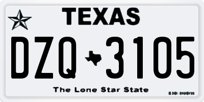 TX license plate DZQ3105