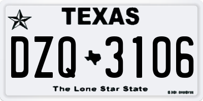 TX license plate DZQ3106