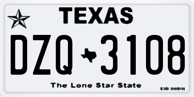 TX license plate DZQ3108