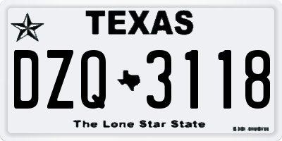 TX license plate DZQ3118