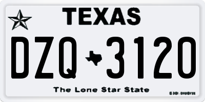 TX license plate DZQ3120