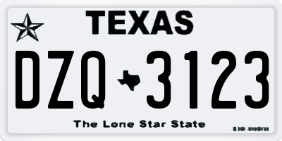 TX license plate DZQ3123