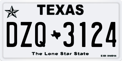 TX license plate DZQ3124
