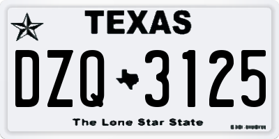 TX license plate DZQ3125