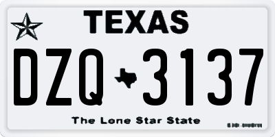 TX license plate DZQ3137